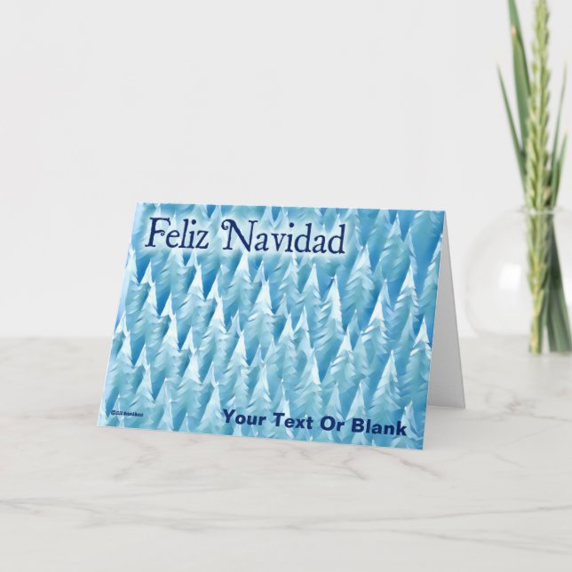 Tarjeta Bosque Fractal Azul - Navidades (Anverso)