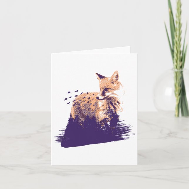 Tarjeta Bosque natural Fox Camping Camping Camper Gi (Anverso)