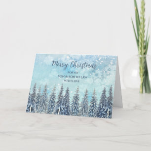 Tarjeta Bosque Nevado Hijo y Yerno Feliz Navidad