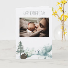 Tarjeta Bosque Tierra de Osos Día del Padre con Foto