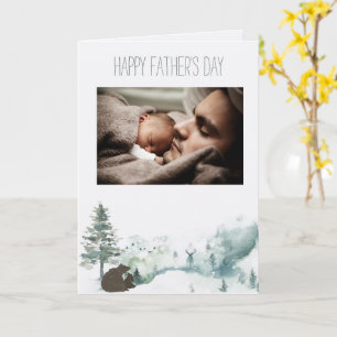 Tarjeta Bosque Tierra de Osos Día del Padre con Foto