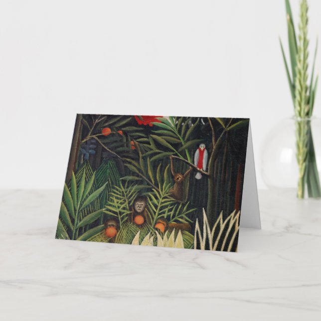 Tarjeta Bosque tropical con monos por Henri Rousseau (Anverso)