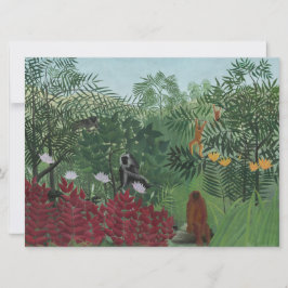 Tarjeta Bosque Tropical Con Simios y Serpiente (Rousseau)