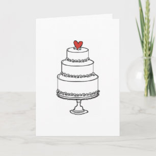 Tarjeta Bosquejo del pastel de bodas - llano