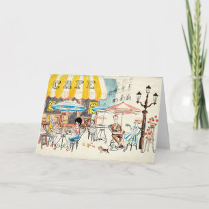 Tarjeta Bosquejo lindo de la escena de Francia Café