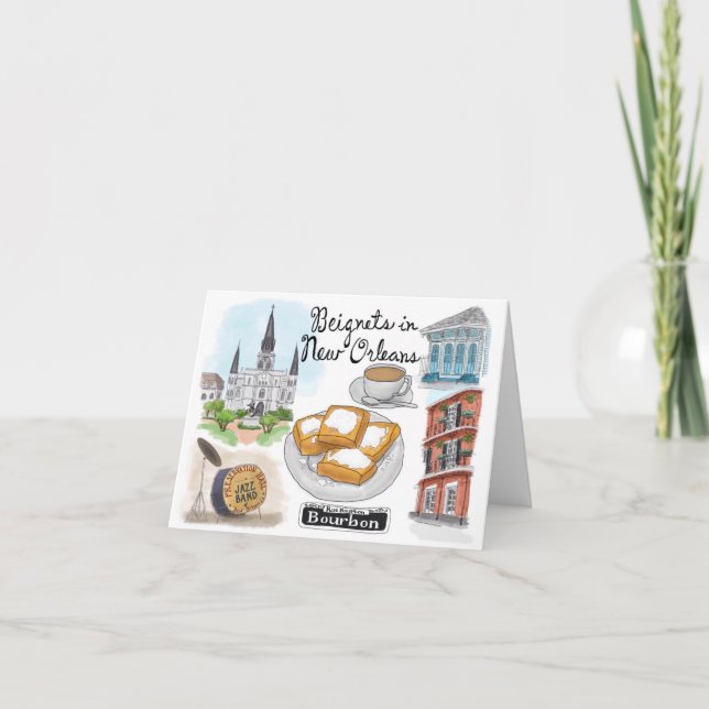 Tarjeta Bosquejo Notecard del viaje: Beignets en New (Anverso)