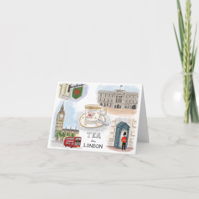 Tarjeta Bosquejo Notecard del viaje: Té en Londres, (Anverso)