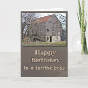 Tarjeta Boss Birthday Old Pennsylvania Bank Barn