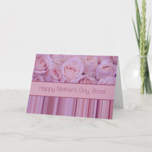Tarjeta Boss Pastel rosas y rayas Día de la Madre