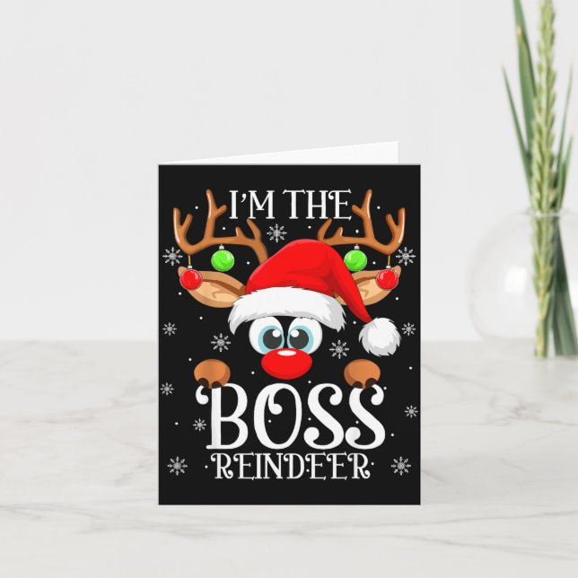 Tarjeta Boss Reindeer Christmas Family Matching Group Funn (Anverso)