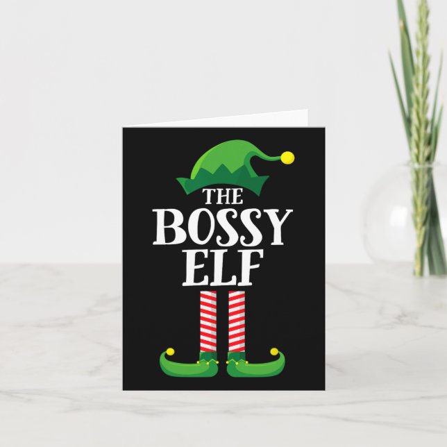 Tarjeta Bossy Elf Matching Family Group Navidades Fiesta P (Anverso)