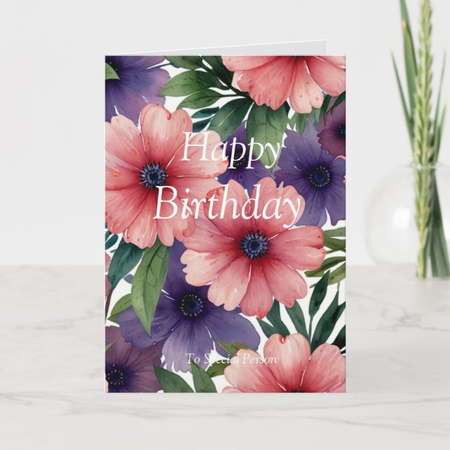Tarjeta Bostánico Floral Feliz Cumpleaños (Anverso)
