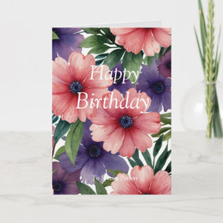 Tarjeta Bostánico Floral Feliz Cumpleaños