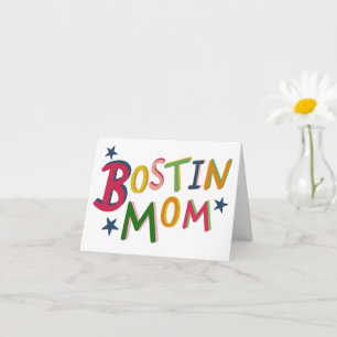 Tarjeta Bostin Mom Black Country Birthday o el Día de la M