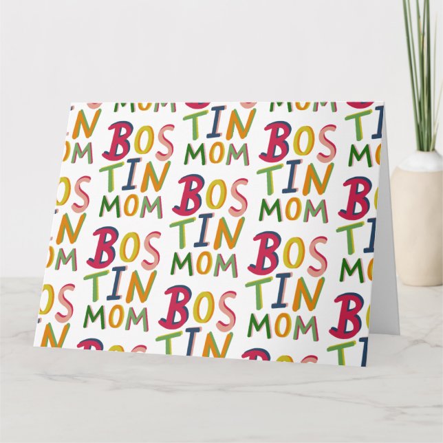 Tarjeta Bostin Mom Black Country Birthday o el Día de la M (Anverso)