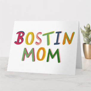 Tarjeta Bostin Mom Black Country Birthday o el Día de la M