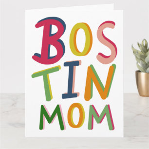 Tarjeta Bostin Mom Black Country Birthday o el Día de la M
