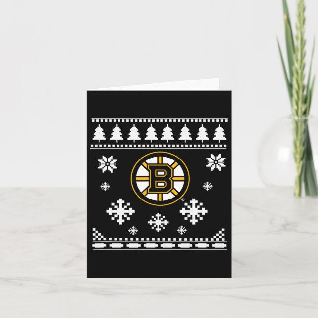 Tarjeta Boston Bruins Navidades feos Sweater Holidaze (Anverso)