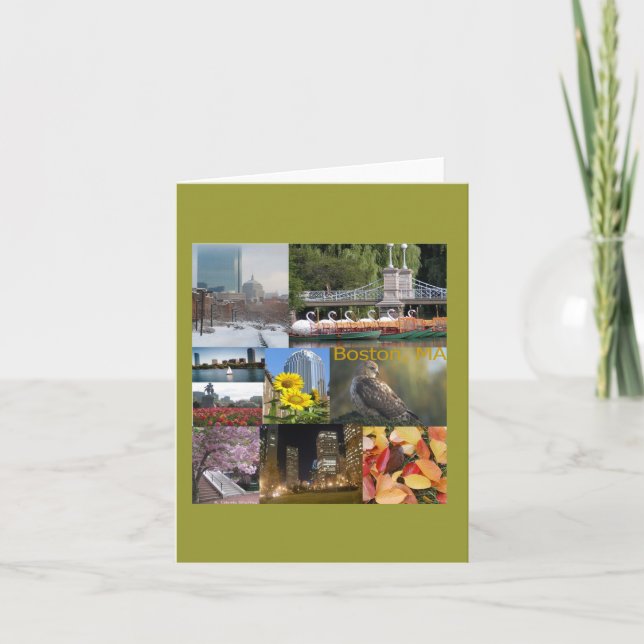 Tarjeta Boston, collage de fotos de las MAMÁES de Celeste (Anverso)