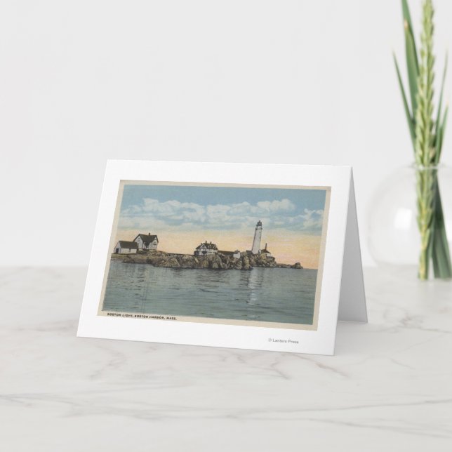 Tarjeta Boston, faro de MABoston en el puerto de Boston (Anverso)