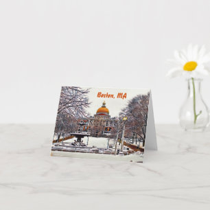 Tarjeta Boston State House en invierno