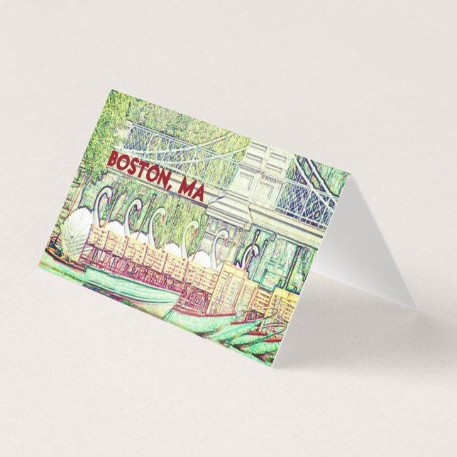 Tarjeta Boston Swan Boats in Pencil and Ink folded card (Anverso)
