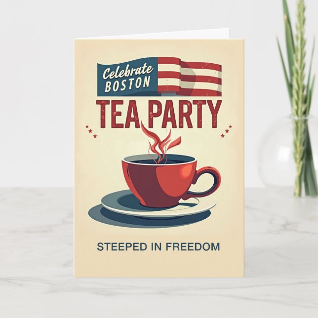 Tarjeta Boston Tea Fiesta Day Bold Red Cup American Banner (Anverso)