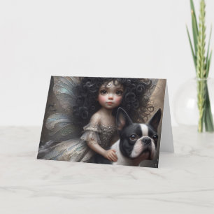 Tarjeta Boston Terrier and Fairy