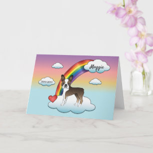 Tarjeta Boston Terrier Atigrado Y Blanco Memorial Arcoíris