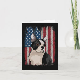 Tarjeta Boston Terrier Bandera Estadounidense Patriótica 4