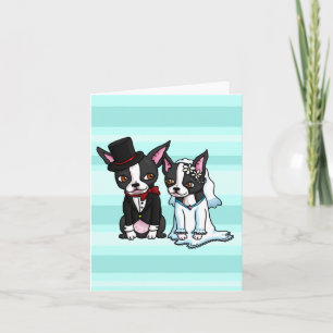 Tarjeta Boston Terrier Bride y Groom