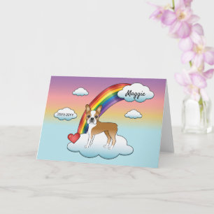 Tarjeta Boston Terrier Castaño y Blanco Memorial Arcoíris
