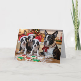 Tarjeta Boston Terrier Christmas Cookie Card