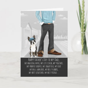 Tarjeta Boston Terrier del Día del Padre Divertido