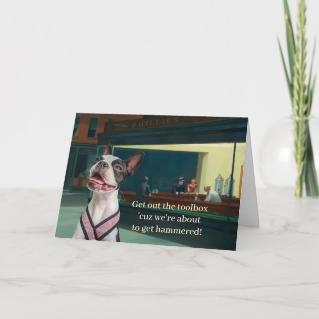 Tarjeta Boston Terrier Divertido (Anverso)