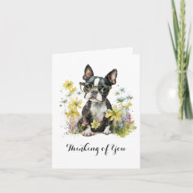 Boston Terrier Flores Glasses pensando en ti