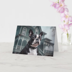 Tarjeta Boston Terrier Halloween Aterrador