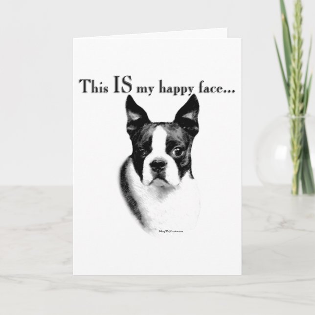 Tarjeta Boston Terrier Happy Face (Anverso)