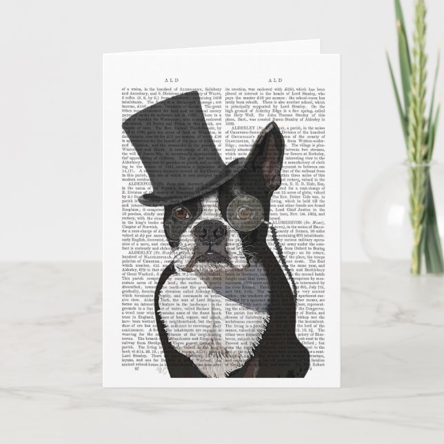 Tarjeta Boston Terrier, hedor formal y Gorra (Anverso)