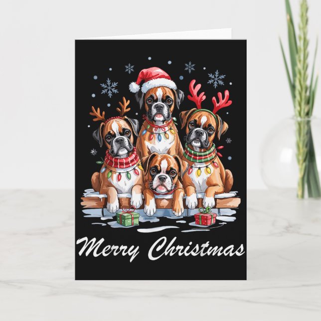 Tarjeta Boston Terrier Merry Christmas Funny Dog Lovers Ho (Anverso)