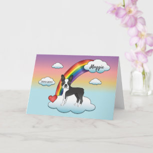 Tarjeta Boston Terrier Negro Y Blanco Memorial Arcoíris
