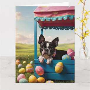 Tarjeta Boston Terrier Pascua