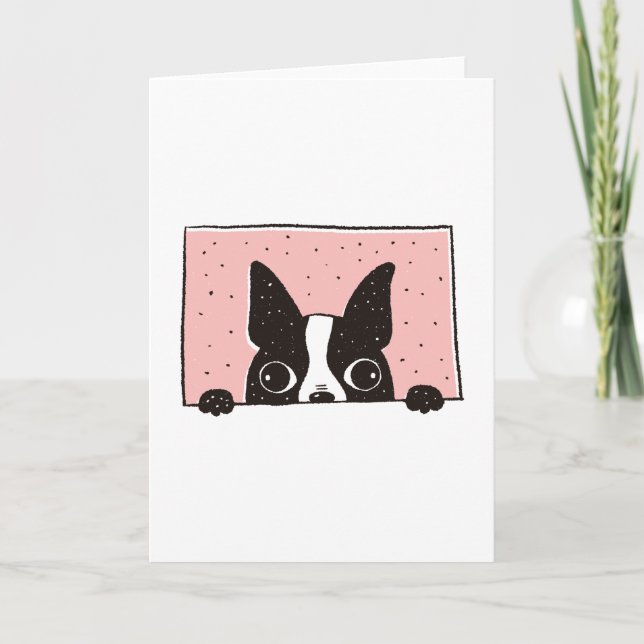 Tarjeta Boston Terrier Peeking (Anverso)