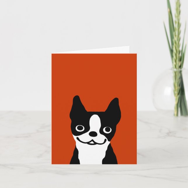 Tarjeta Boston Terrier - perro lindo de la cara (Anverso)
