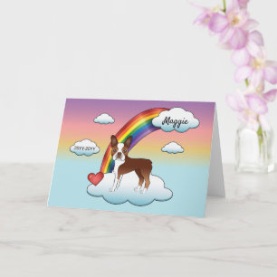 Tarjeta Boston Terrier Rojo y Blanco Memorial Arcoíris