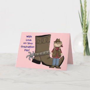 Tarjeta Bota de graduación de Vaquera y Spur - Oeste