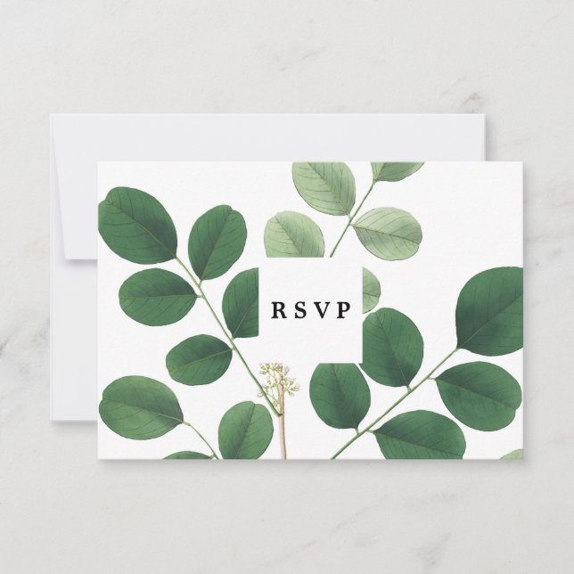 tarjeta botánica boda de ducha de novia rsvp (Anverso)