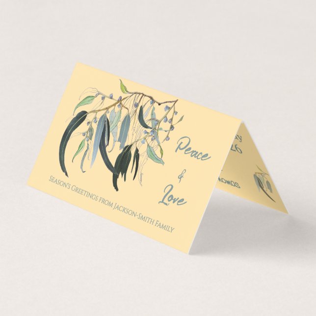 Tarjeta Botánica de Acuarela Paz Navidades de amor (Anverso)