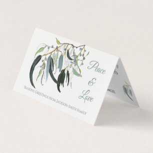 Tarjeta Botánica de Acuarela Paz Navidades de amor