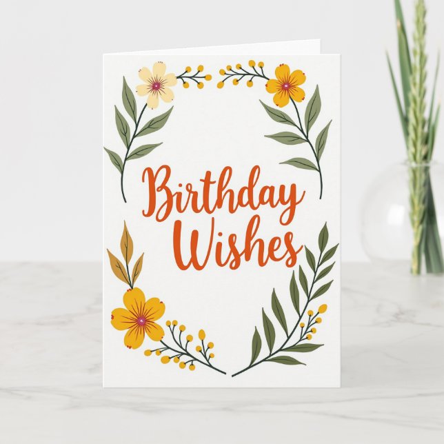 Tarjeta Botánica de Cumpleaños Cálida (Anverso)